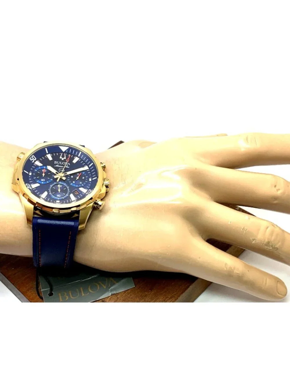 Bulova Men's Watch 97B168 Marine Star Chronograph Quartz Blue Dial Rubber Strap